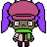 Chibi pixel art square face avatar with hat, dark skin, neutral, gaming, and a.