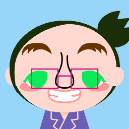 Cute pixel art round style pfp with nerdy glasses, smiling, and blush.